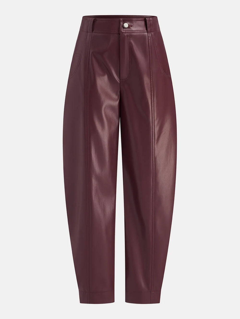COMMENSE Mid-Waisted Faux Leather Barrel Leg Pants - size Medium